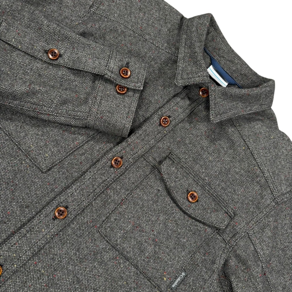 Columbia Wool Blend Shirt Jacket‎ Shacket Mens M Gray Flecked Donegal AM1149